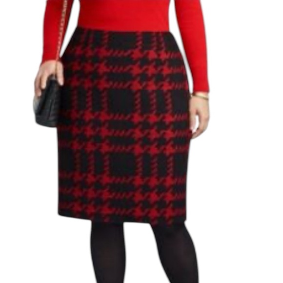 Talbots Red and Black Houndstooth Skirt - Picture 1 of 6